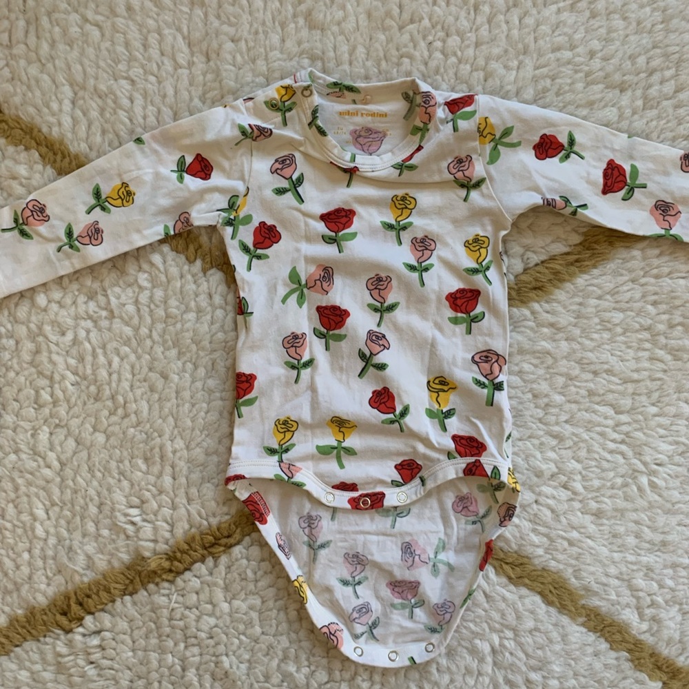 Mini Rodini ivory organic cotton bodysuit